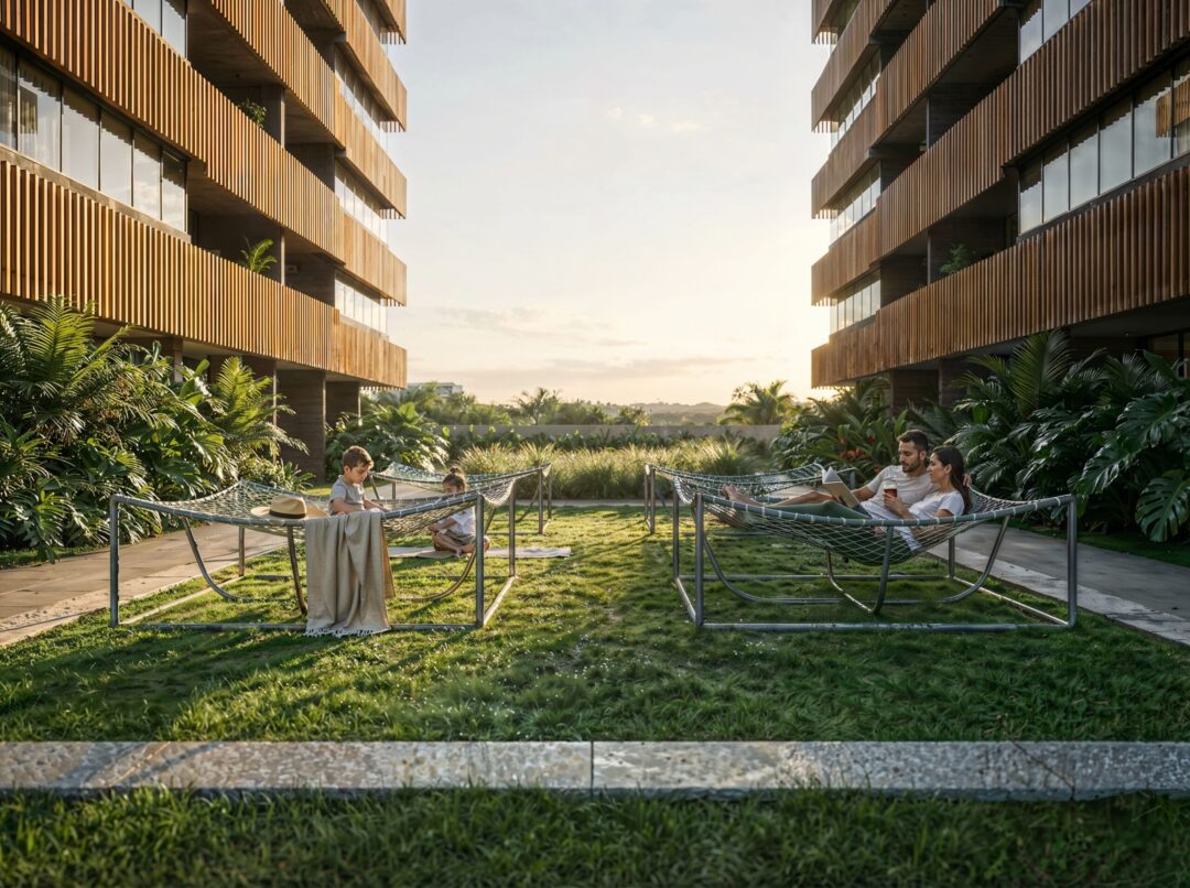 Redário da área de lazer do Arte Wood Residences
