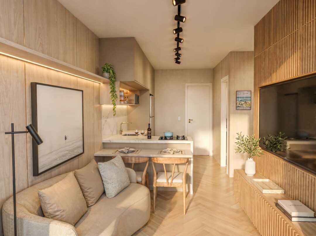 Sala dos Studios do Arte Wood Residences