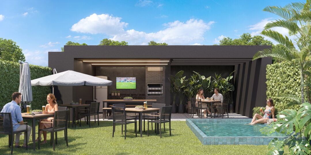 Pool House do Feel Pontal Oceânico, empreendimento da Calper no Recreio dos Bandeirantes, Rio de Janeiro.